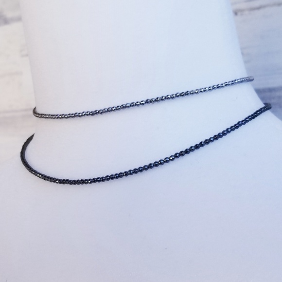 Hematite Double Row Layering Necklace - Picture 3 of 7